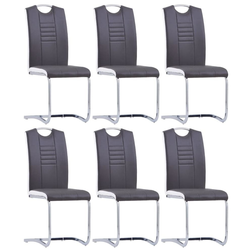 Petromila vidaXL Jedálenské stoličky, perová kostra 6 ks, sivé, umelá koža